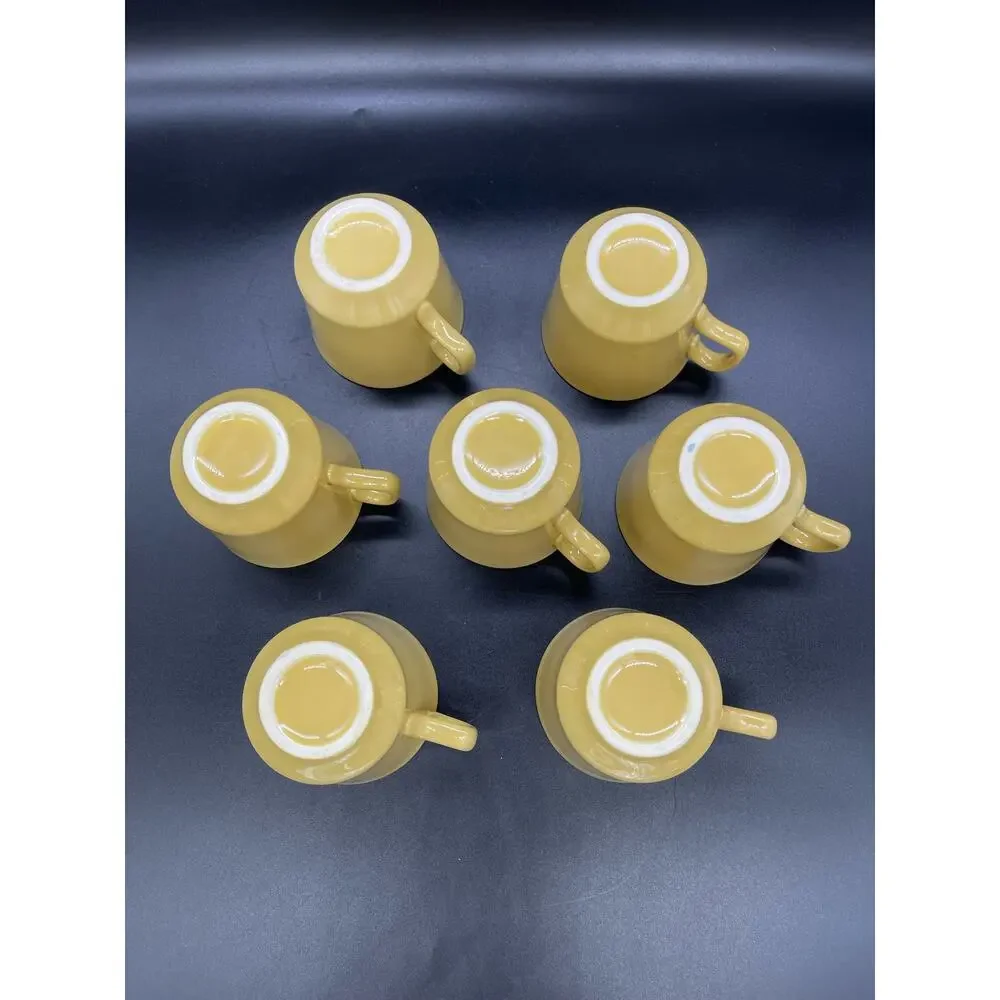 Vintage Mid Century Modern MCM Set of 7 Gold Coffee Cups Mugs